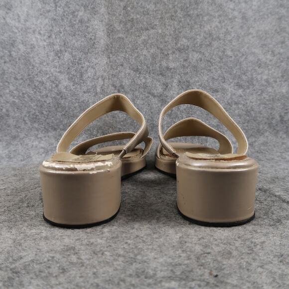 Liz Cole Shoes Womens 8 Sandals Wedge Slides Leather Slip On Double Strap Retro - Picture 5 of 11